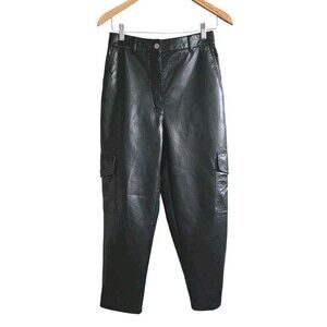 Wilfred  Aritzia  Cargo Pants Women's 8 Black Faux Leather Modern Pockets